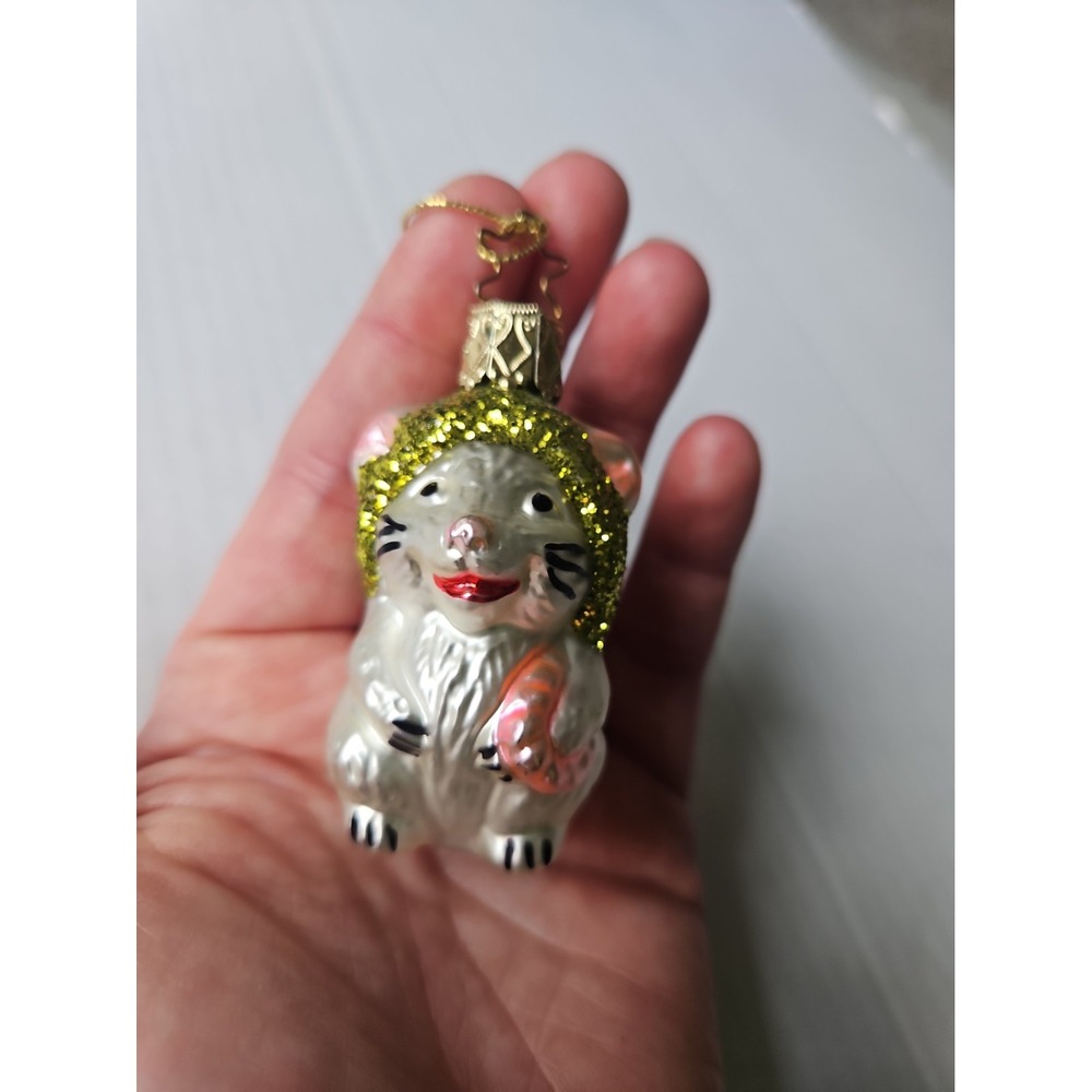 INGE GLAS GERMANY Mouse BLOWN GLASS CHRISTMAS ORNAMENT